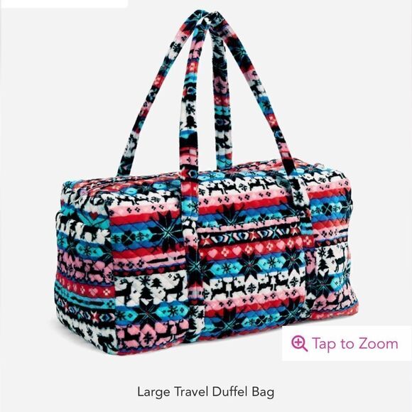 Vera Bradley Large Duffel Bag in Fleece Nordic Stripe Multi NWT - Picture 2 of 8